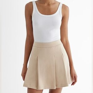 Express High Waisted Fleece Knit Pleated Mini Skort